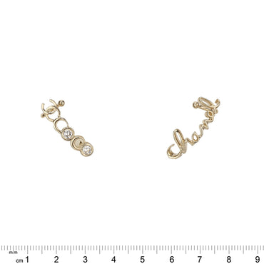 Coco Script Golden Stud Earrings