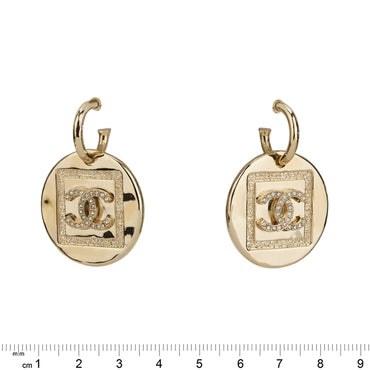 CC Block Golden Pendant Earrings