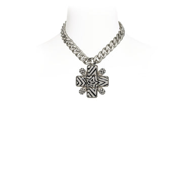 Star-Burst Silvery Short Necklace