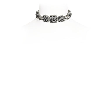 Star-Burst Silvery Choker Necklace