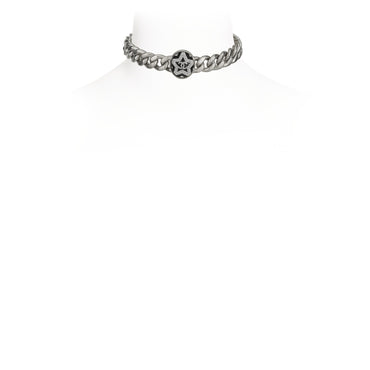 Star-Burst Silvery Choker Necklace