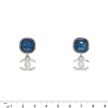 Mad For Denim Silvery Pendant Earrings