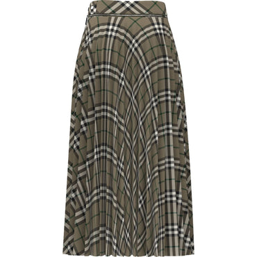 Pleated Check Wool Blend Skirt - Linden Ip Check