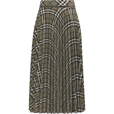 Pleated Check Wool Blend Skirt - Linden Ip Check