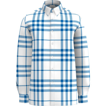 Claverdon Long Sleeves Mens Top - Sky Blue Ip Chk