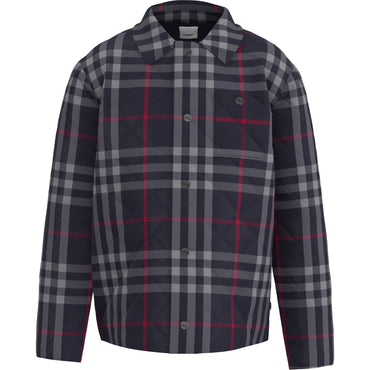 Quilted Check Cotton Overshirt - Navy Ip Check