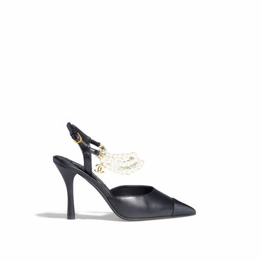 Pearl Beauty Slingbacks - Black