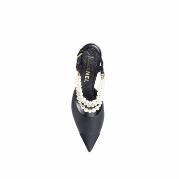 Pearl Beauty Slingbacks - Black