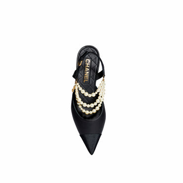 Pearl Beauty Slingbacks - Black