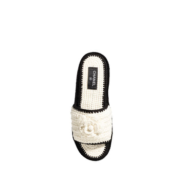 Knit Work Mules - Ivory/Black