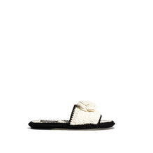 Knit Work Mules - Ivory/Black