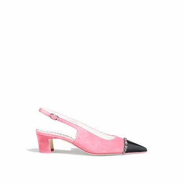 2-Tone Chain Slingbacks - Pink/Grey/Black