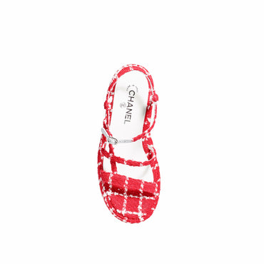 Quilted Summer Sandals - Red/White