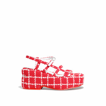 Quilted Summer Sandals - Red/White