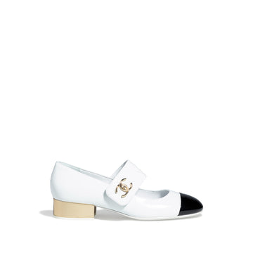 Bright Lock Mary Janes - White/Black