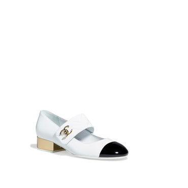 Bright Lock Mary Janes - White/Black