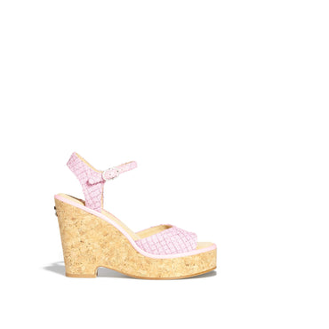 Cork Platform Sandals - Pink/Golden