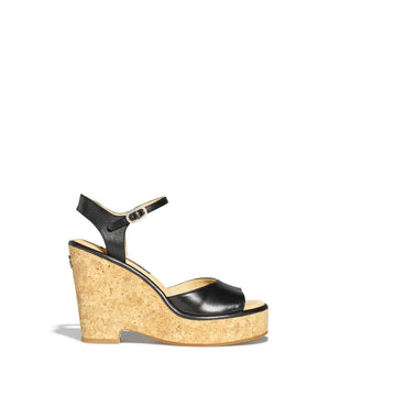 Cork Platform Sandals - Black