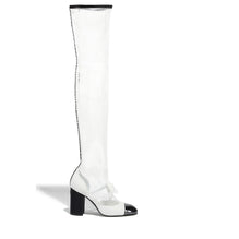 Queen Of Bow High Boots - White/Black