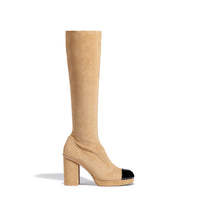 Heart Boot High Boots - Dark Beige/Black