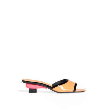 Candy Heel Mules - Orange/Black