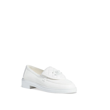 Quilted Tab Mocassins - White