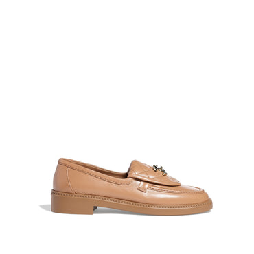 Quilted Tab Mocassins - Dark Beige