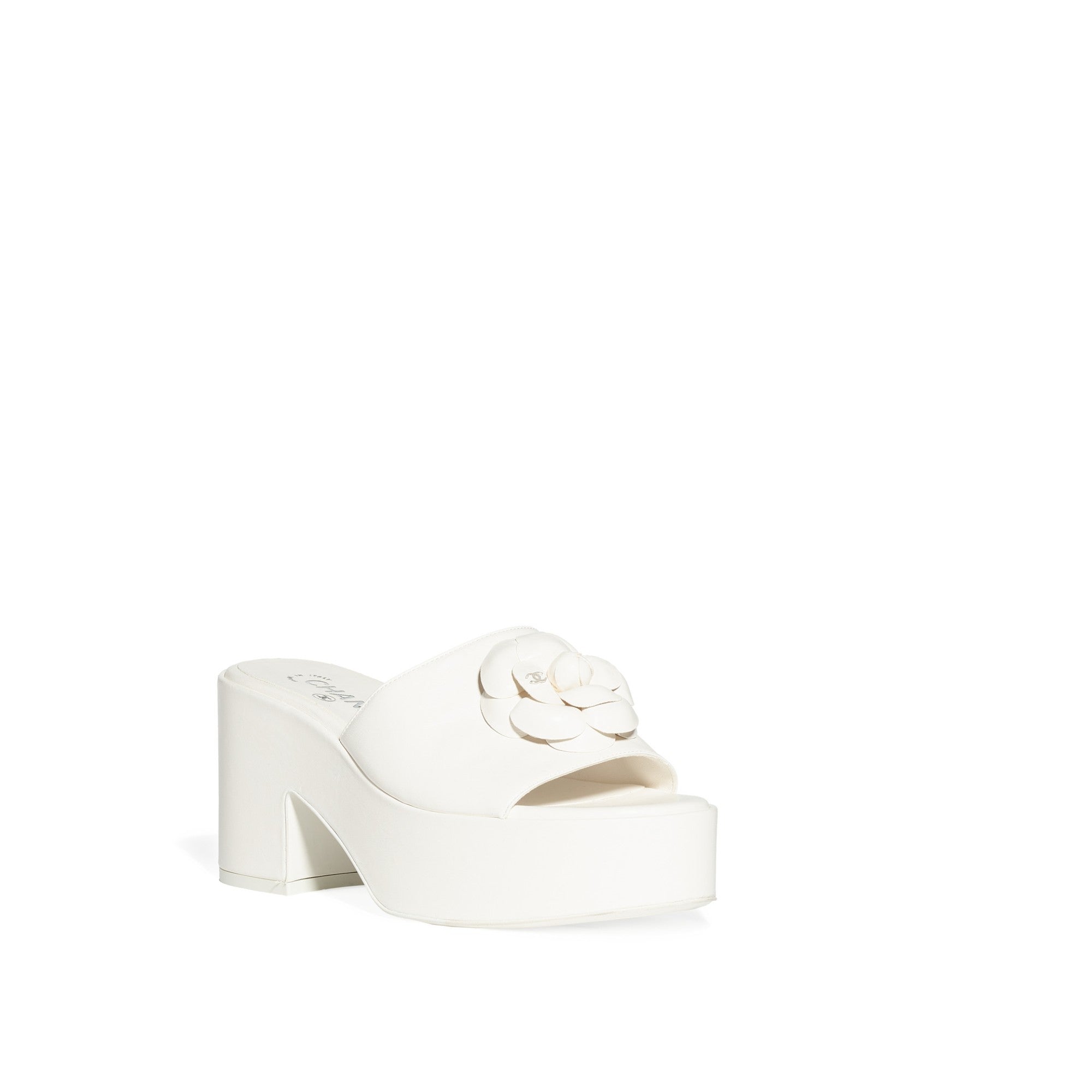 Camellia Crush Mules - White