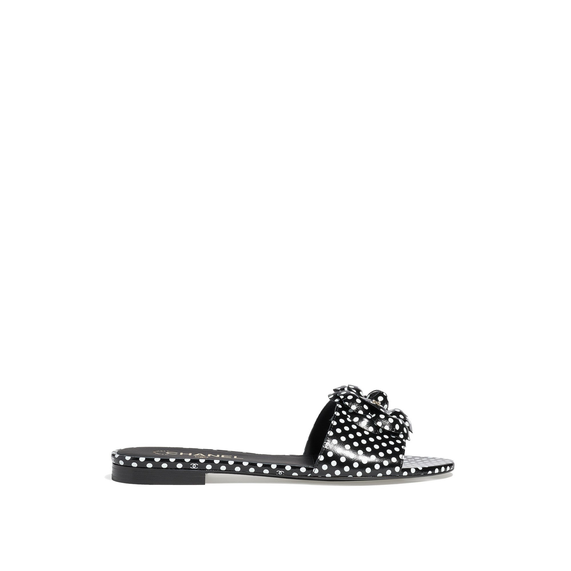 Camellia Crush Mules - Black/White