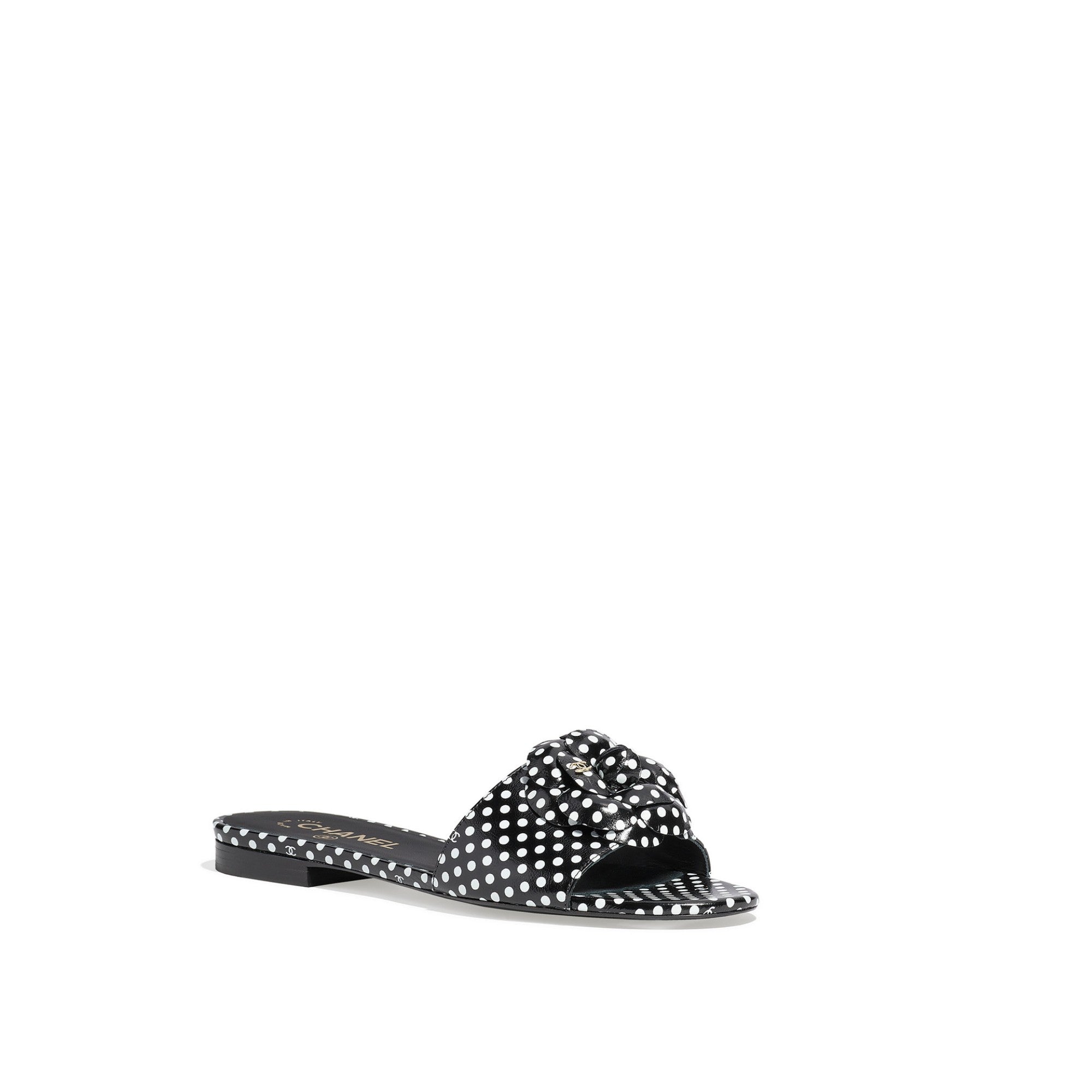Camellia Crush Mules - Black/White