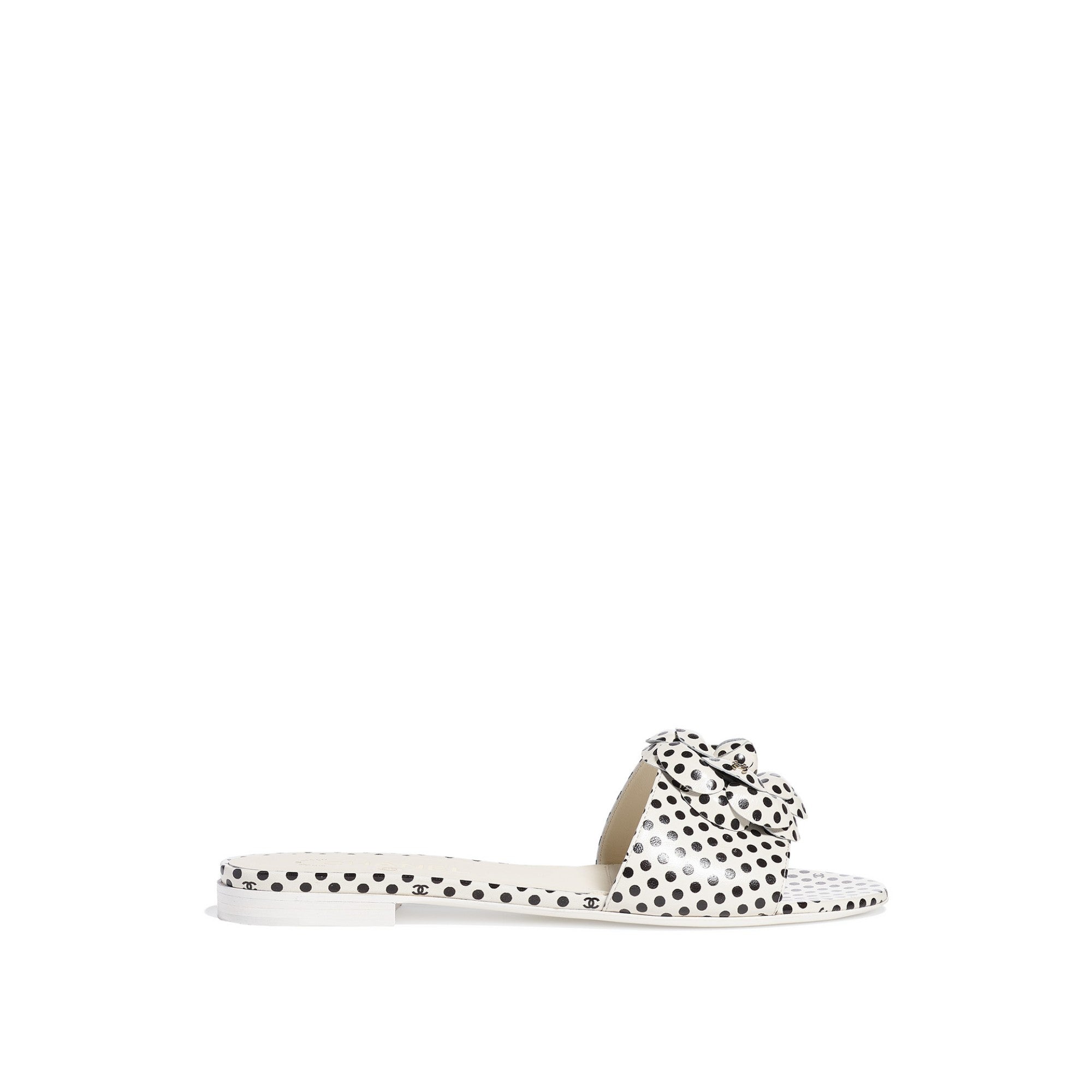 Camellia Crush Mules - Ivory/Black