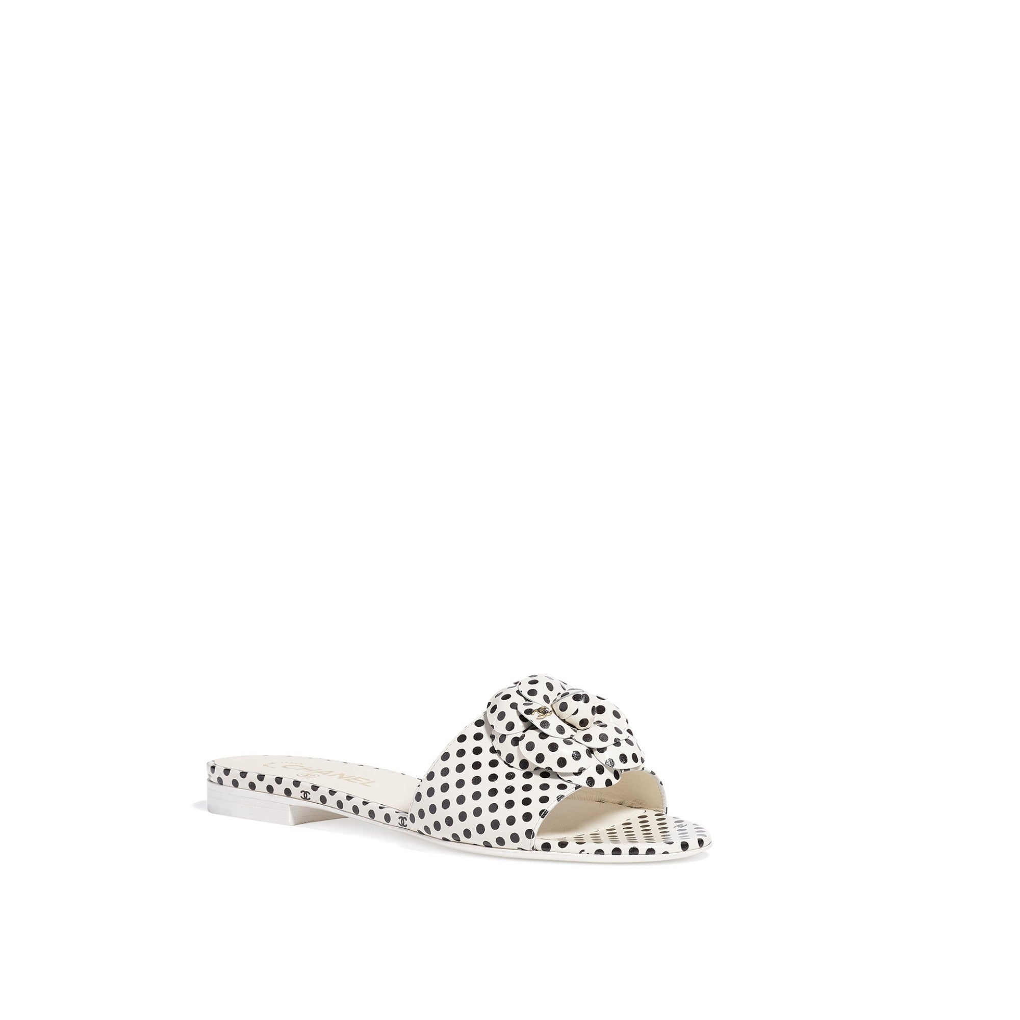 Camellia Crush Mules - Ivory/Black