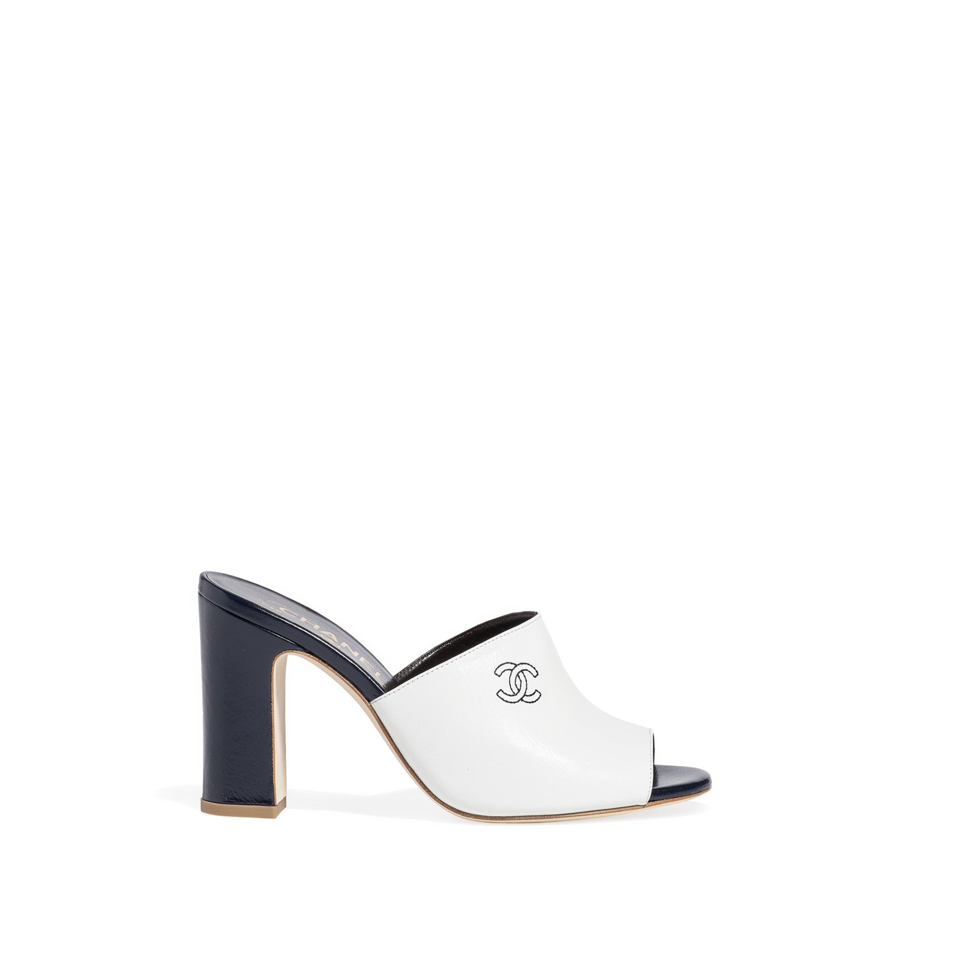 Side Story Mules - White/Dark Navy