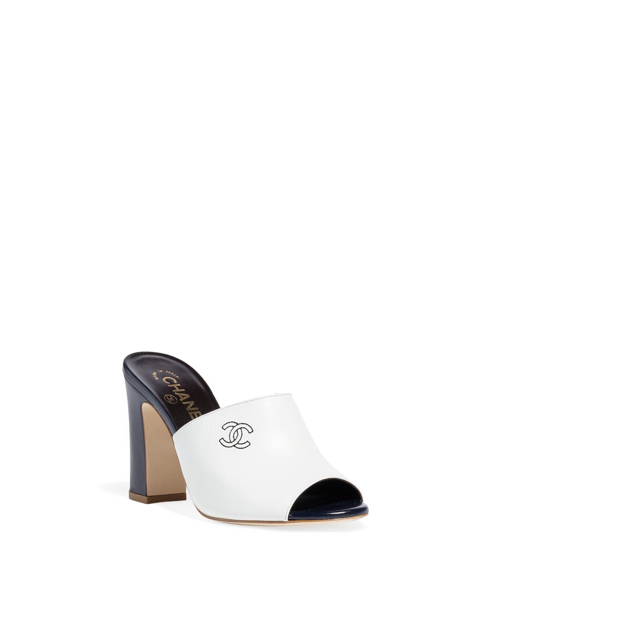 Side Story Mules - White/Dark Navy