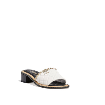 Quilted Summer Mules - White
