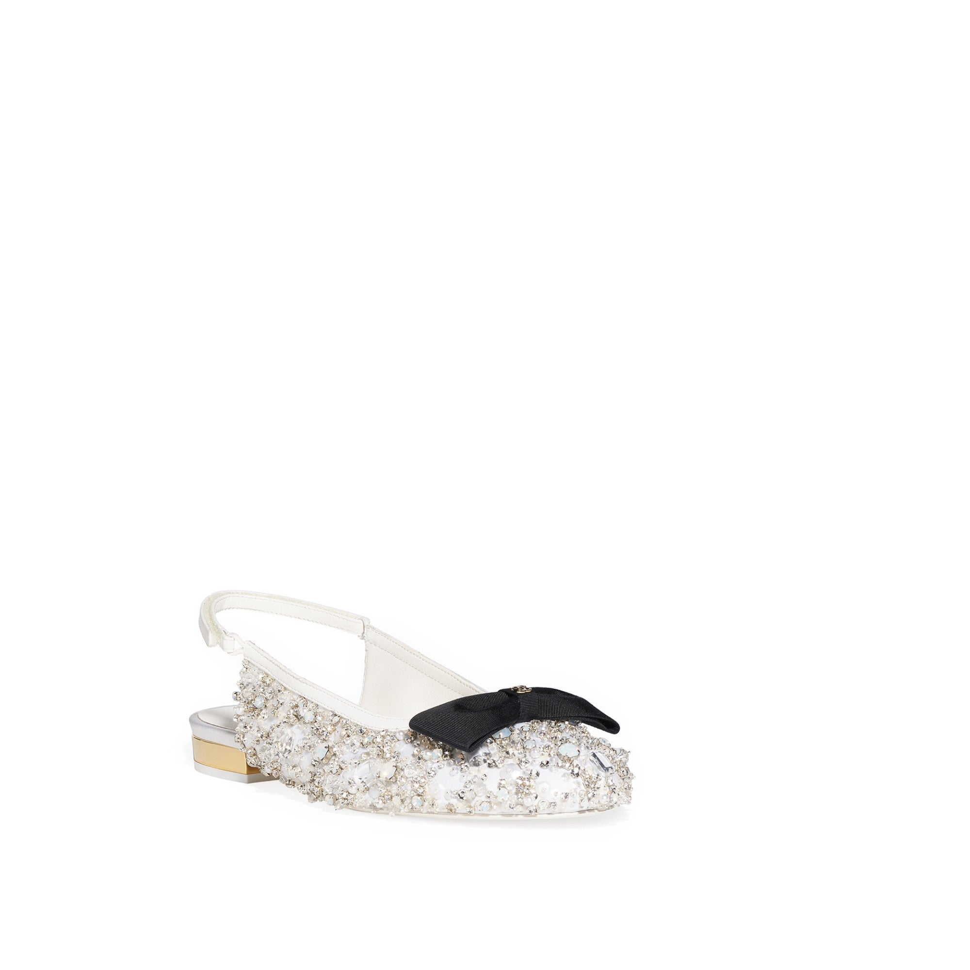 Gold Crush Slingbacks - White