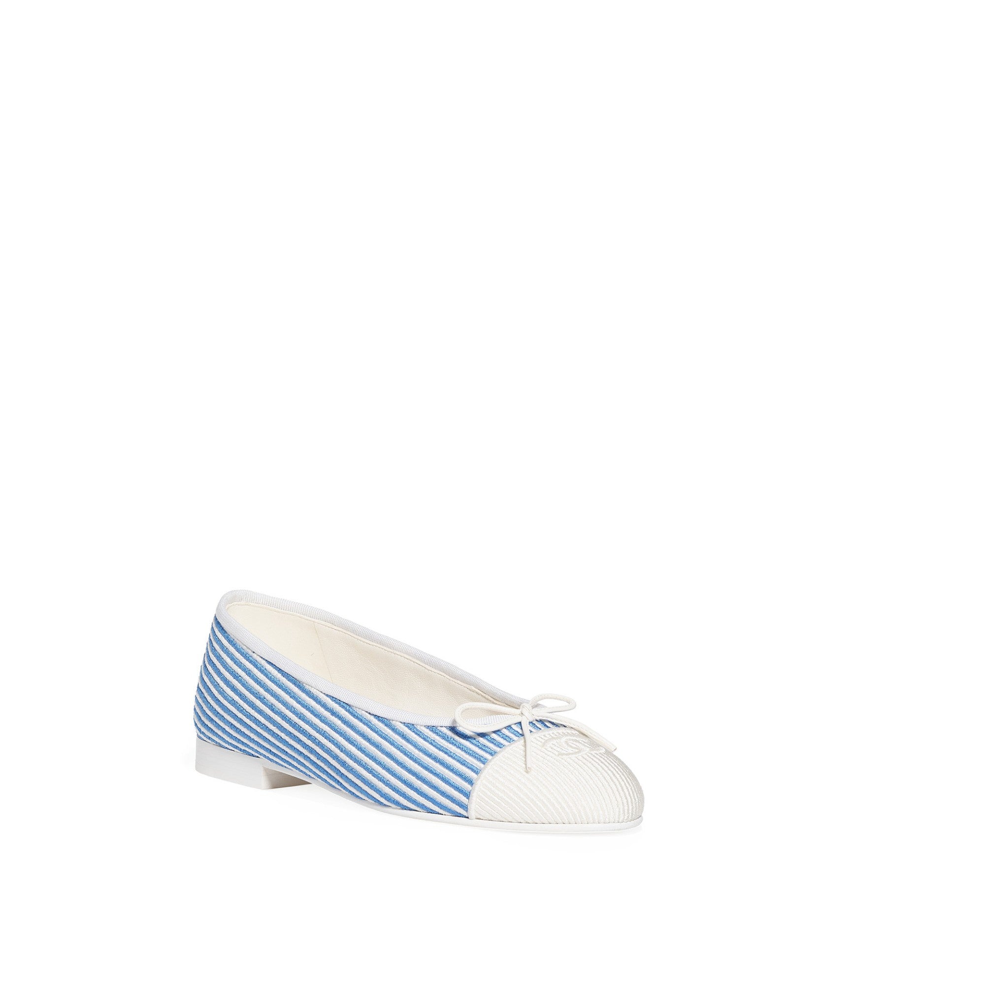 Tiny Bow Ballet Flats - White/Blue/White