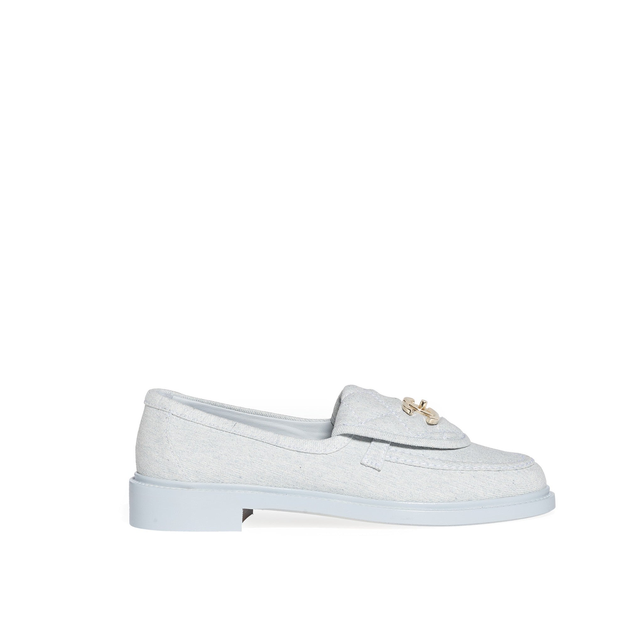 Quilted Tab Mocassins - Blue