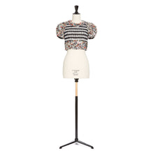 Tweeded Cotton Knit Top - Navy/Off White
