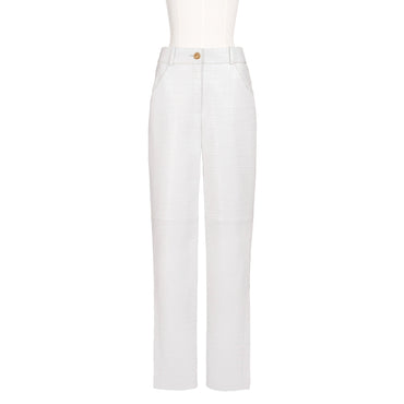 Crocodile Embossed Deer Pants - White