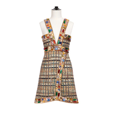 Fantasy Tweed Dress - Gd/Blue/Lt Grn/Bk