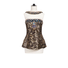 Printed Lambskin Top - Black/Gold