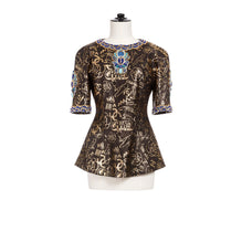 Printed Lambskin Top - Black/Gold