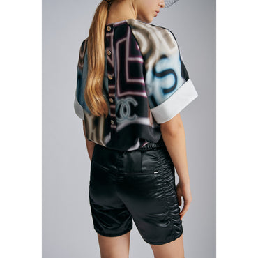 Printed Twill Top - Bla/Blu/Whi/Purple/Ecru