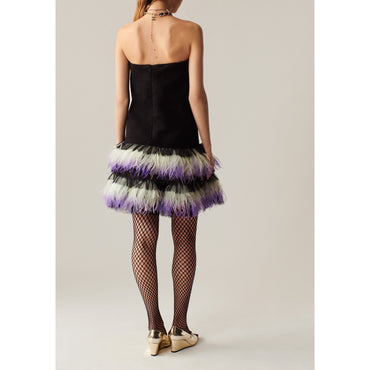 Stretch Cotton Tweed Dress - Black
