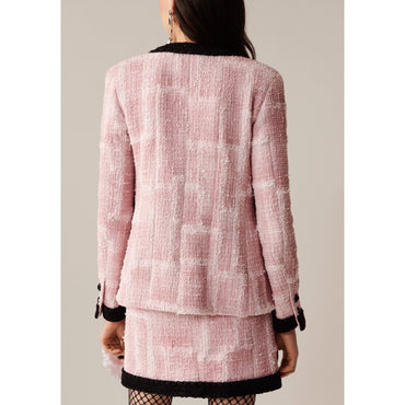 Painted Cotton Tweed Jacket - Pink/White