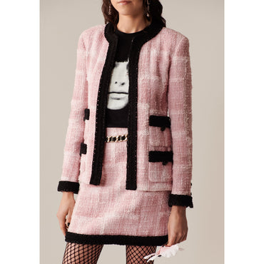 Painted Cotton Tweed Jacket - Pink/White