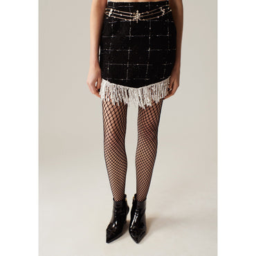 Glittered Fantasy Tweed Skirt - Black/White