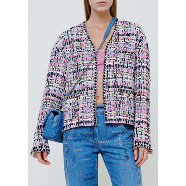 Cotton Tweed Jacket - Pink/Navy/Black/Blue/Yel