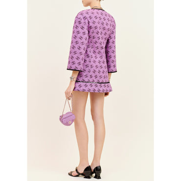 Denim Jacquard Jacket - Purple/Black
